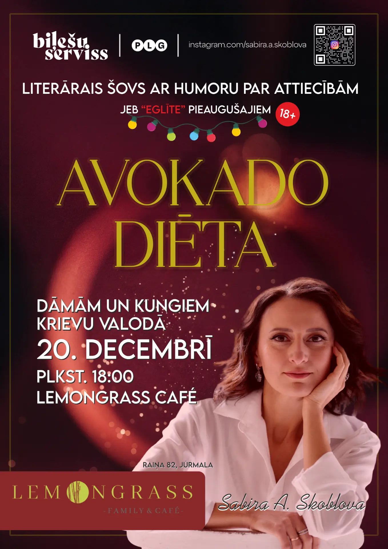 Афиша литературного шоу «Avokado diēta» в Lemongrass Café